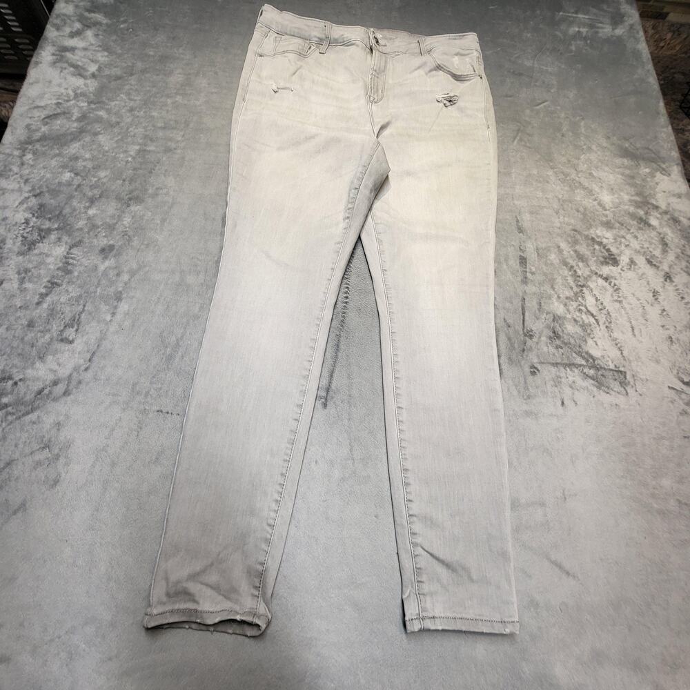 Old Navy Jeans Womens 14 Gray Light Wash Skinny Extra-Slim Distressed Pockets